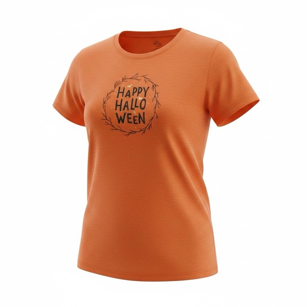 Way to Celebrate Happy Halloween Orange T-Shirt Womens XXXL 22 Short Sleeve